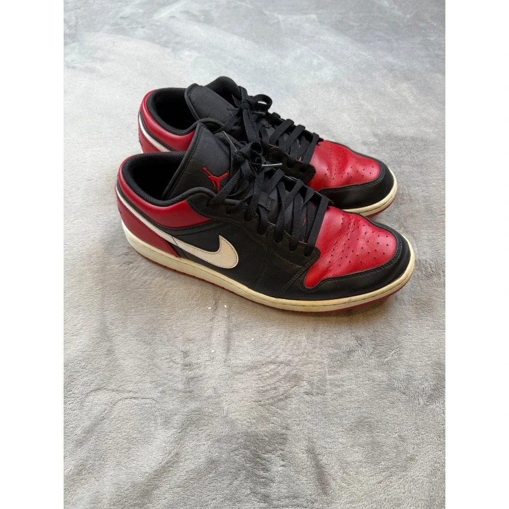 Nike Air Jordan 1 low Men's 13 Alternate Bred Toe‎ White Black Red - 553558-066